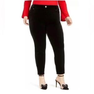 INC International Concepts 3 Pocket Velvet Skinny Pants 26W Black NWT